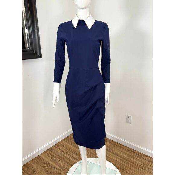 Chiara Boni La Petite Robe Womens Ferflo Bic Collared Cocktail Dress Blue 8 - Picture 6 of 13
